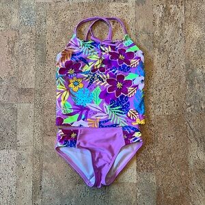 Bright floral purple tankini